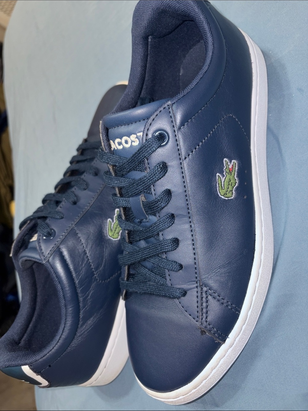 Lacoste Men's Navy Leather Sneakers with White Sole - Picture 12 of 12